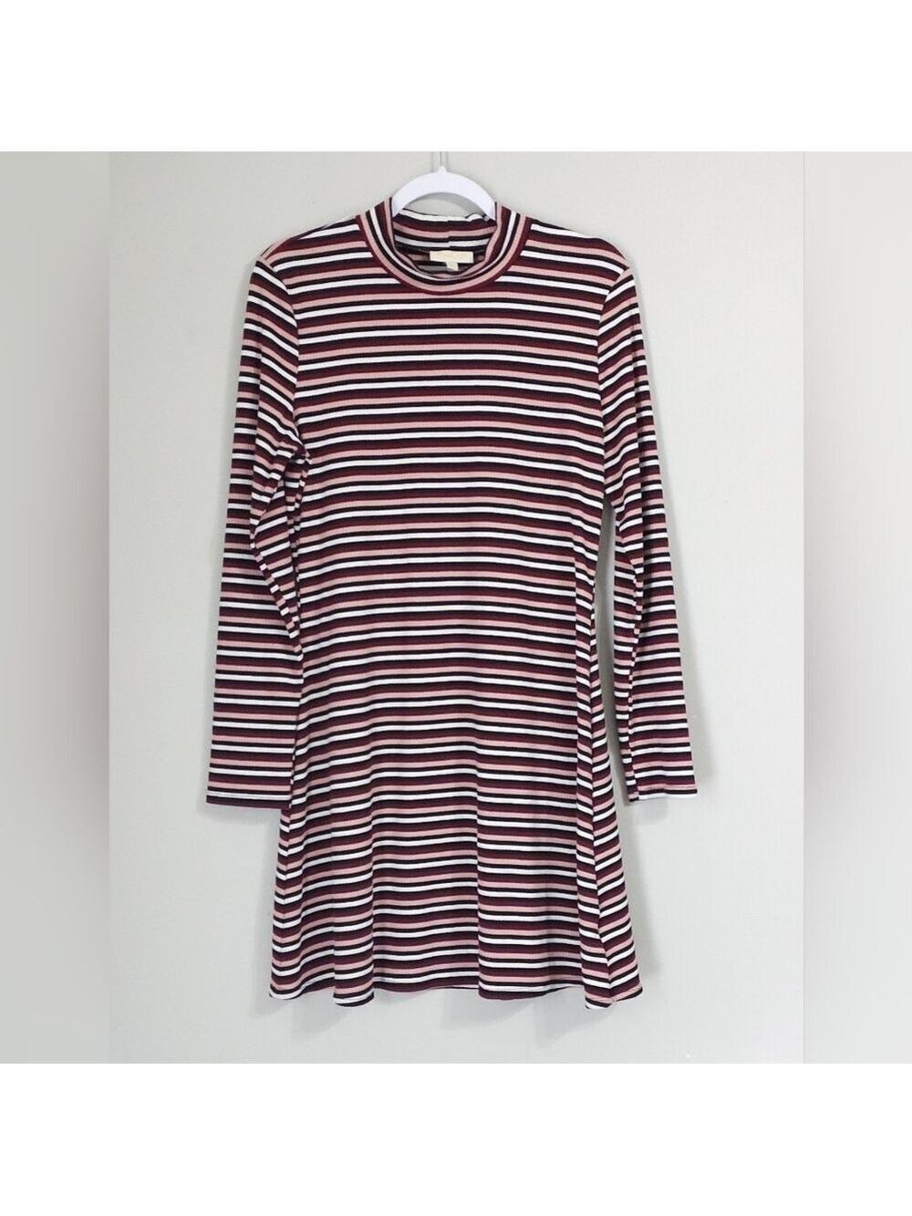 Modcloth Striped Long Sleeve Dress in Burgundy and Black